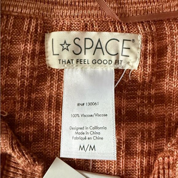 NWT L*SPACE Aria Copper Orange Spacedye Ribbed Knit Long Sleeve Dress Size M - Picture 7 of 7